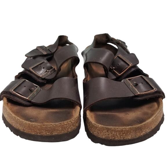 BIRKENSTOCK Milano Brown Leather Habana Ankle Strap Sandal Mens Sz EU 44 US M11 - Picture 3 of 9